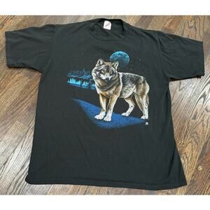 Vintage 1987 Single Stitch Wolf T-Shirt Jerzees Size XL Made in USA